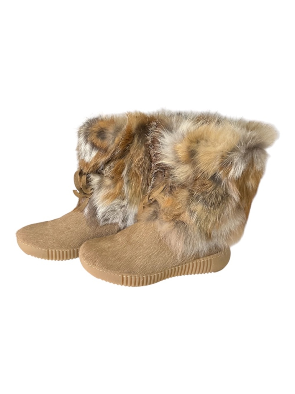 PAJAR Fox Trot Short Genuine Fox Fur Winter Boots Beige Size 42 / US 11